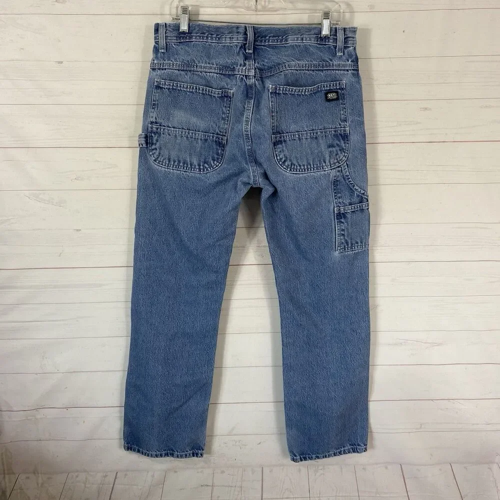 Vtg Key Mens Carpenter Jeans Size 33 Blue 100% Cotton Pockets Straight Leg 32x30